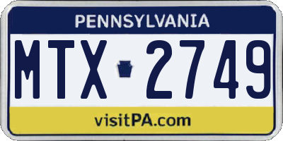 PA license plate MTX2749