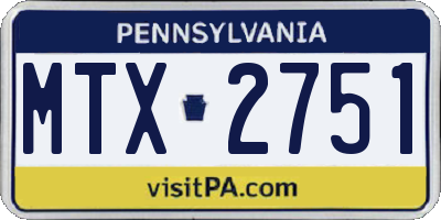 PA license plate MTX2751