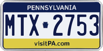 PA license plate MTX2753