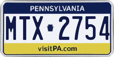 PA license plate MTX2754