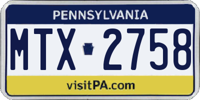 PA license plate MTX2758