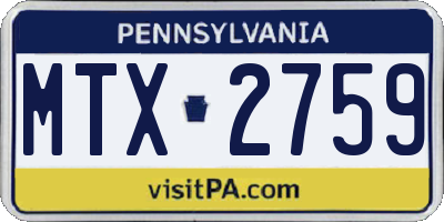 PA license plate MTX2759