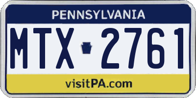 PA license plate MTX2761