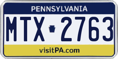 PA license plate MTX2763