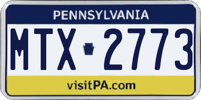 PA license plate MTX2773