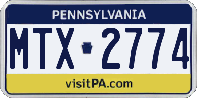 PA license plate MTX2774