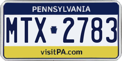 PA license plate MTX2783