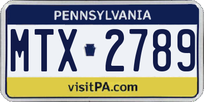 PA license plate MTX2789