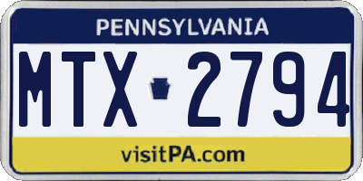 PA license plate MTX2794