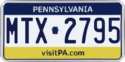 PA license plate MTX2795