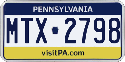 PA license plate MTX2798