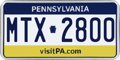 PA license plate MTX2800