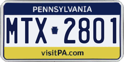 PA license plate MTX2801
