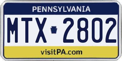 PA license plate MTX2802