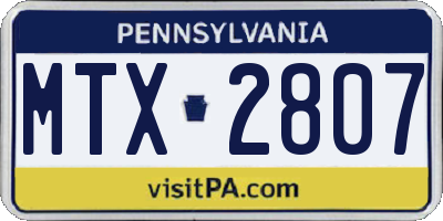 PA license plate MTX2807