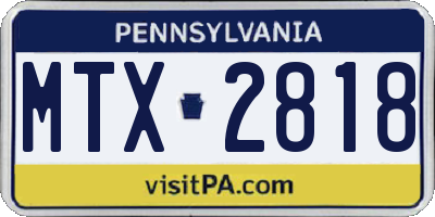 PA license plate MTX2818