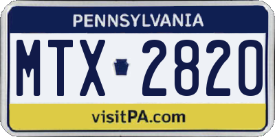 PA license plate MTX2820