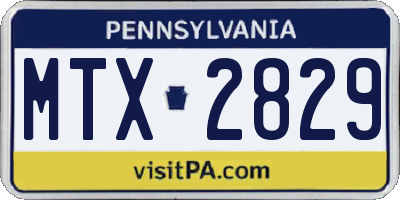 PA license plate MTX2829