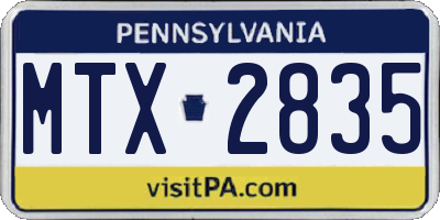 PA license plate MTX2835