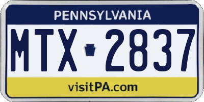 PA license plate MTX2837