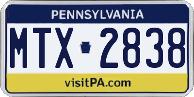 PA license plate MTX2838