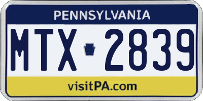 PA license plate MTX2839