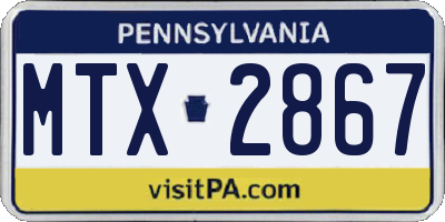 PA license plate MTX2867