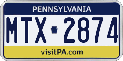 PA license plate MTX2874