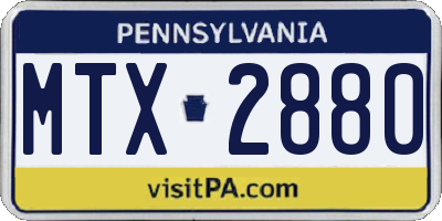 PA license plate MTX2880