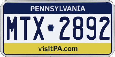 PA license plate MTX2892
