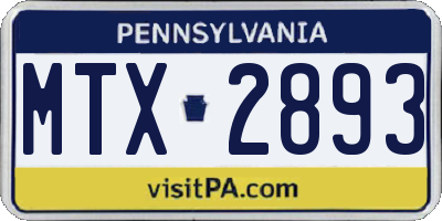 PA license plate MTX2893