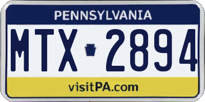 PA license plate MTX2894