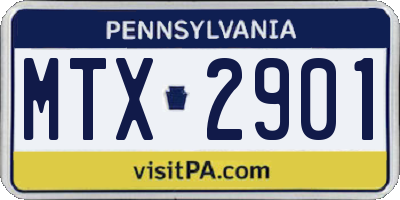 PA license plate MTX2901