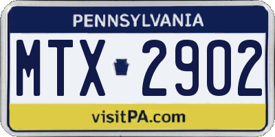 PA license plate MTX2902