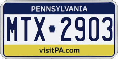 PA license plate MTX2903