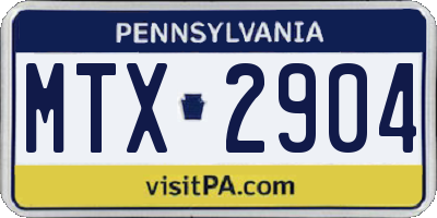 PA license plate MTX2904