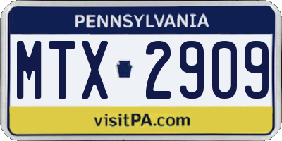 PA license plate MTX2909