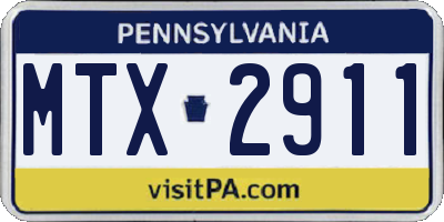 PA license plate MTX2911