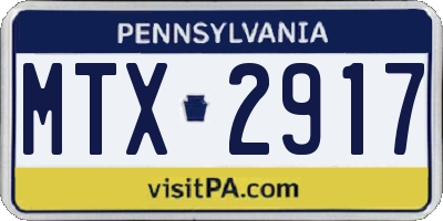 PA license plate MTX2917