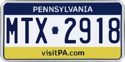 PA license plate MTX2918