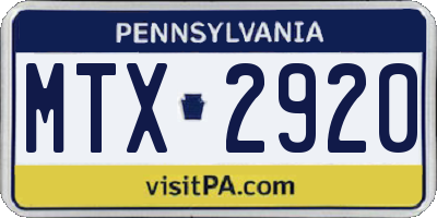 PA license plate MTX2920