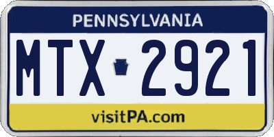 PA license plate MTX2921