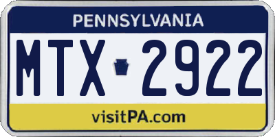 PA license plate MTX2922