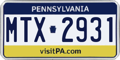 PA license plate MTX2931