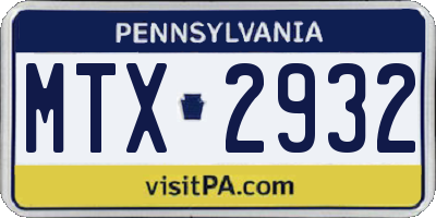 PA license plate MTX2932