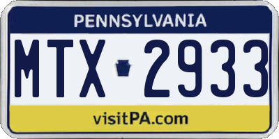 PA license plate MTX2933