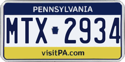 PA license plate MTX2934