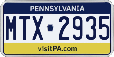 PA license plate MTX2935