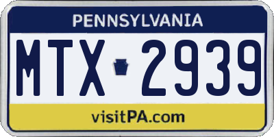 PA license plate MTX2939