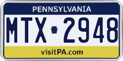 PA license plate MTX2948